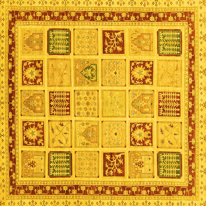 Square Machine Washable Oriental Yellow Modern Rug, wshabs4038yw