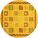 Round Oriental Yellow Modern Rug, abs4038yw