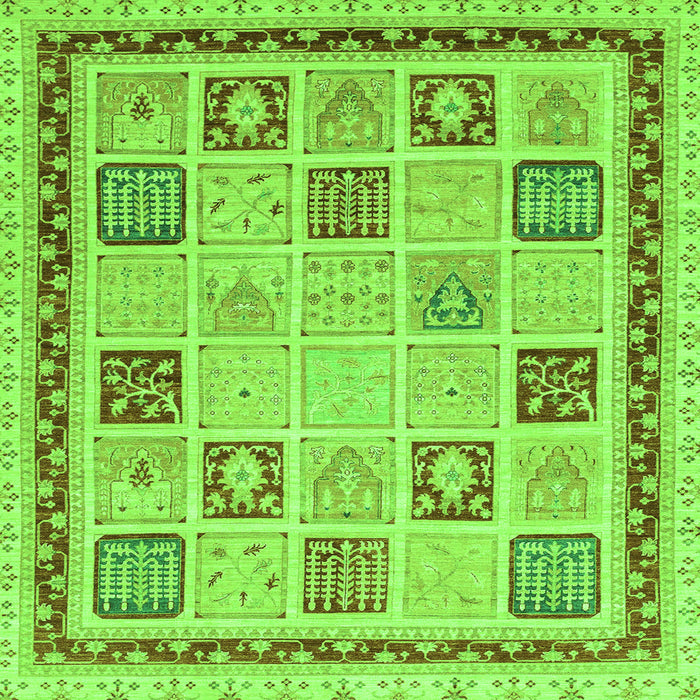 Square Machine Washable Oriental Green Modern Area Rugs, wshabs4038grn