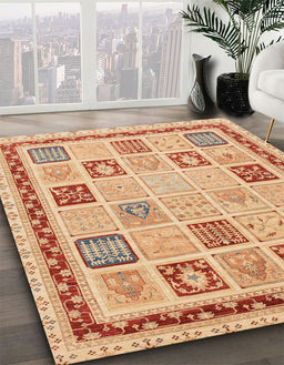 Abstract Orange Oriental Rug in Family Room, abs4038