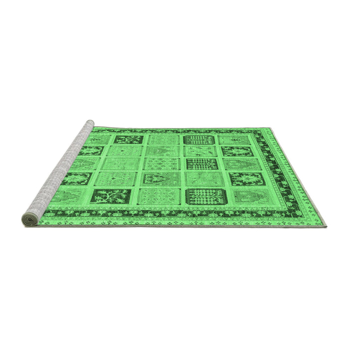 Sideview of Machine Washable Oriental Emerald Green Modern Area Rugs, wshabs4038emgrn