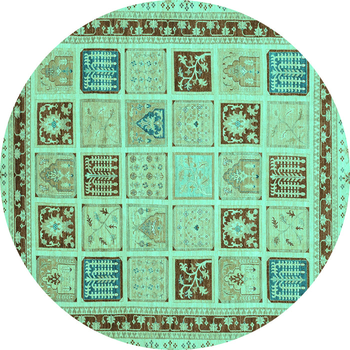 Round Oriental Turquoise Modern Rug, abs4038turq