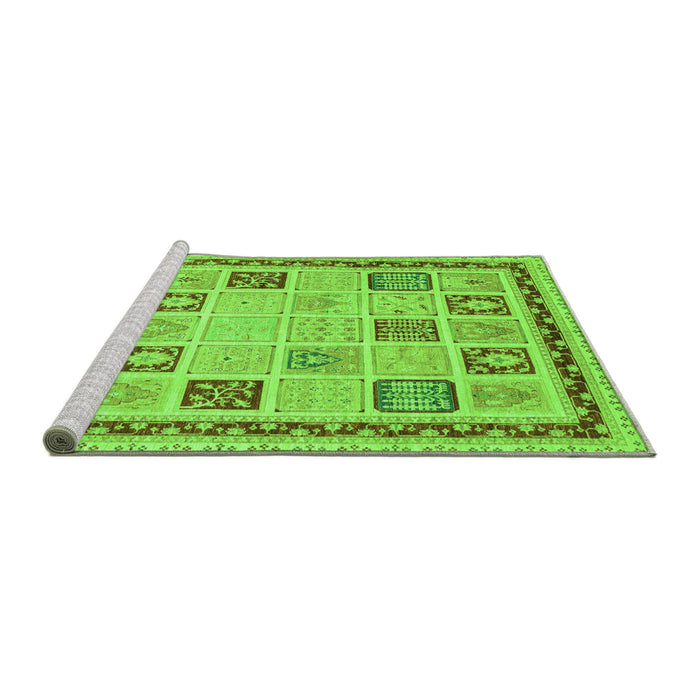Sideview of Machine Washable Oriental Green Modern Area Rugs, wshabs4038grn