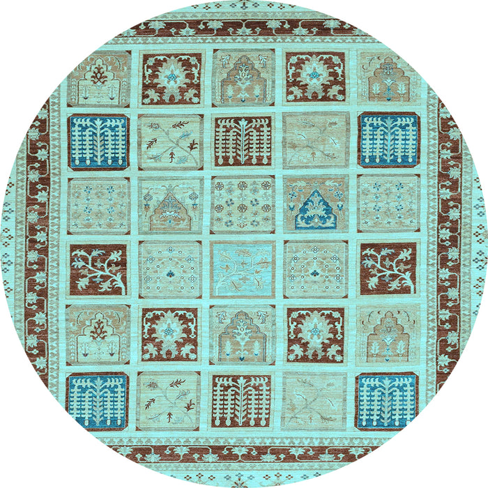 Round Oriental Light Blue Modern Rug, abs4038lblu