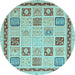 Round Oriental Light Blue Modern Rug, abs4038lblu