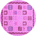 Round Machine Washable Oriental Purple Modern Area Rugs, wshabs4038pur