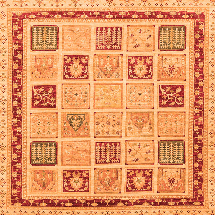 Square Machine Washable Oriental Orange Modern Area Rugs, wshabs4038org