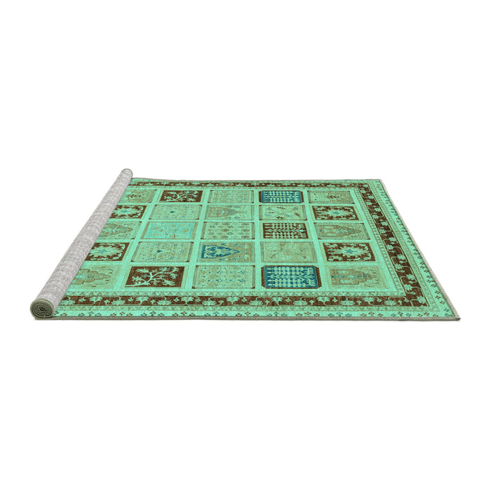 Sideview of Machine Washable Oriental Turquoise Modern Area Rugs, wshabs4038turq
