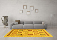 Machine Washable Oriental Yellow Modern Rug, wshabs4038yw