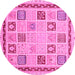 Round Oriental Pink Modern Rug, abs4038pnk