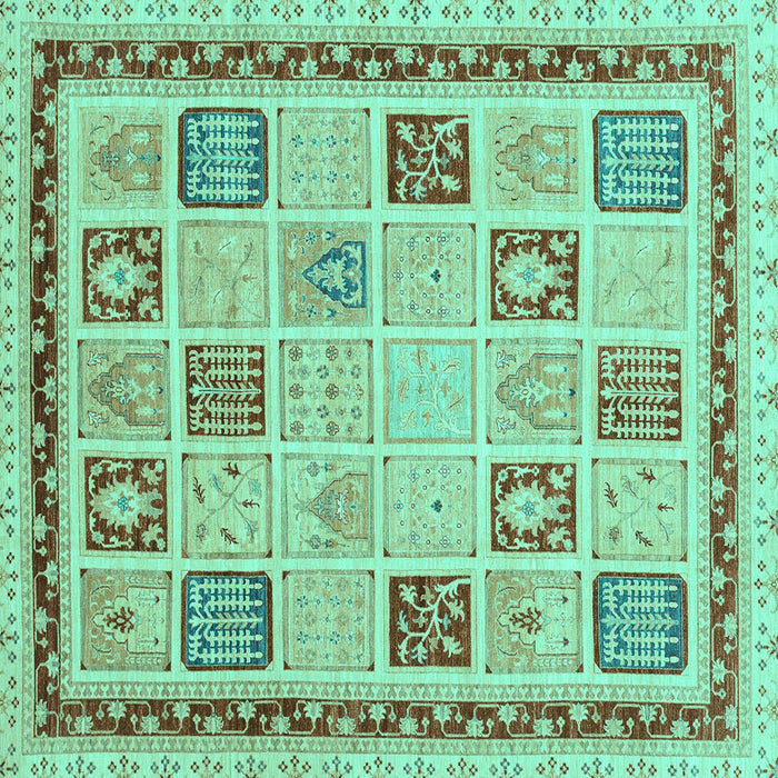 Square Machine Washable Oriental Turquoise Modern Area Rugs, wshabs4038turq