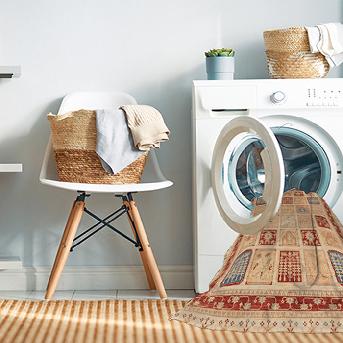 Machine Washable Abstract Orange Rug in a Washing Machine, wshabs4038