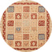 Round Machine Washable Abstract Orange Rug, wshabs4038