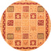 Round Oriental Orange Modern Rug, abs4038org