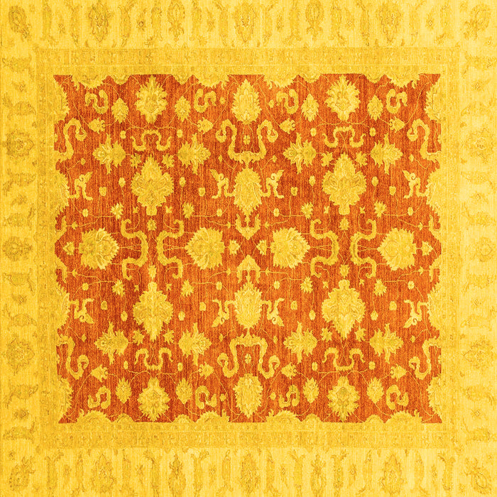 Square Machine Washable Oriental Yellow Modern Rug, wshabs4039yw