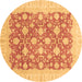 Round Machine Washable Oriental Brown Modern Rug, wshabs4039brn