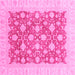 Square Machine Washable Oriental Pink Modern Rug, wshabs4039pnk
