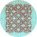 Round Oriental Light Blue Modern Rug, abs4039lblu