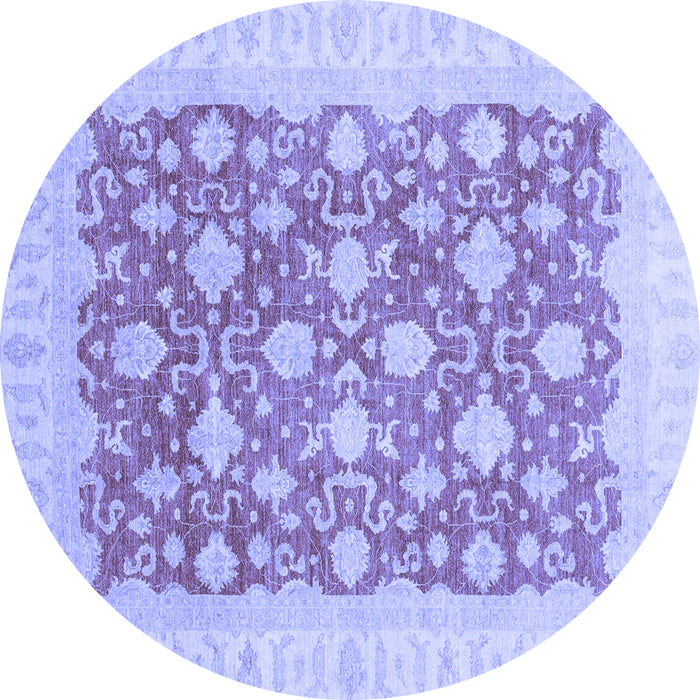 Round Machine Washable Oriental Blue Modern Rug, wshabs4039blu