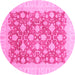 Round Oriental Pink Modern Rug, abs4039pnk