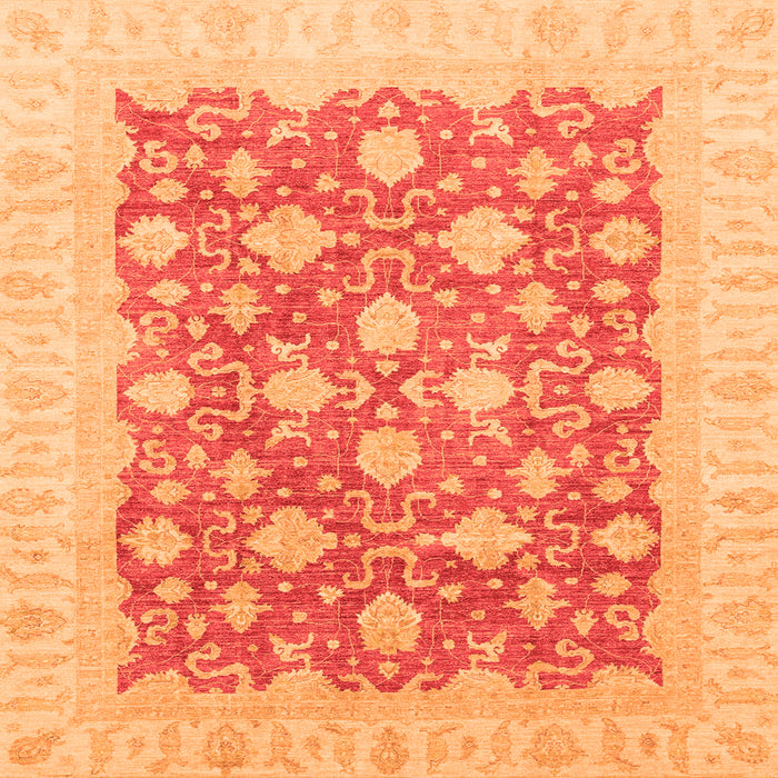 Square Machine Washable Oriental Orange Modern Area Rugs, wshabs4039org