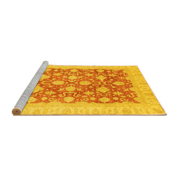 Sideview of Machine Washable Oriental Yellow Modern Rug, wshabs4039yw