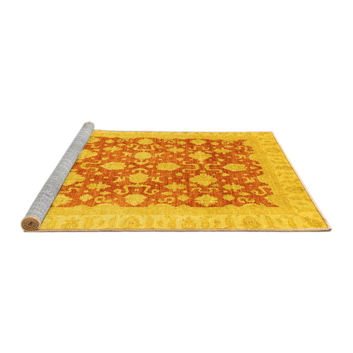 Sideview of Machine Washable Oriental Yellow Modern Rug, wshabs4039yw