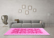 Machine Washable Oriental Pink Modern Rug in a Living Room, wshabs4039pnk