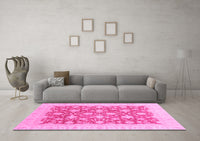 Machine Washable Oriental Pink Modern Rug, wshabs4039pnk