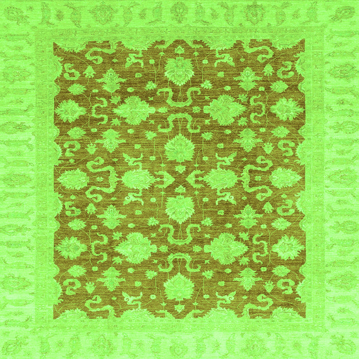 Square Machine Washable Oriental Green Modern Area Rugs, wshabs4039grn