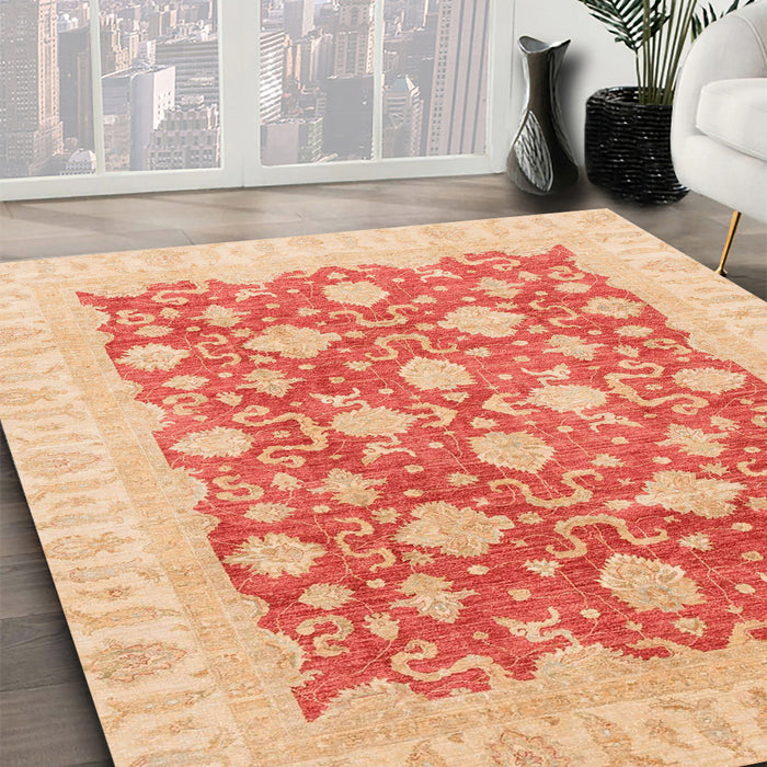 Machine Washable Abstract Bright Orange Rug in a Family Room, wshabs4039