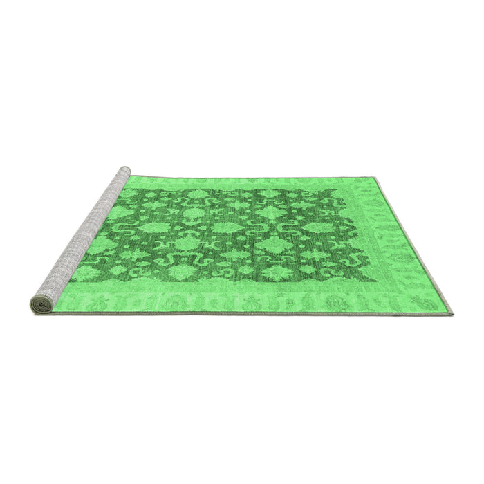 Sideview of Machine Washable Oriental Emerald Green Modern Area Rugs, wshabs4039emgrn