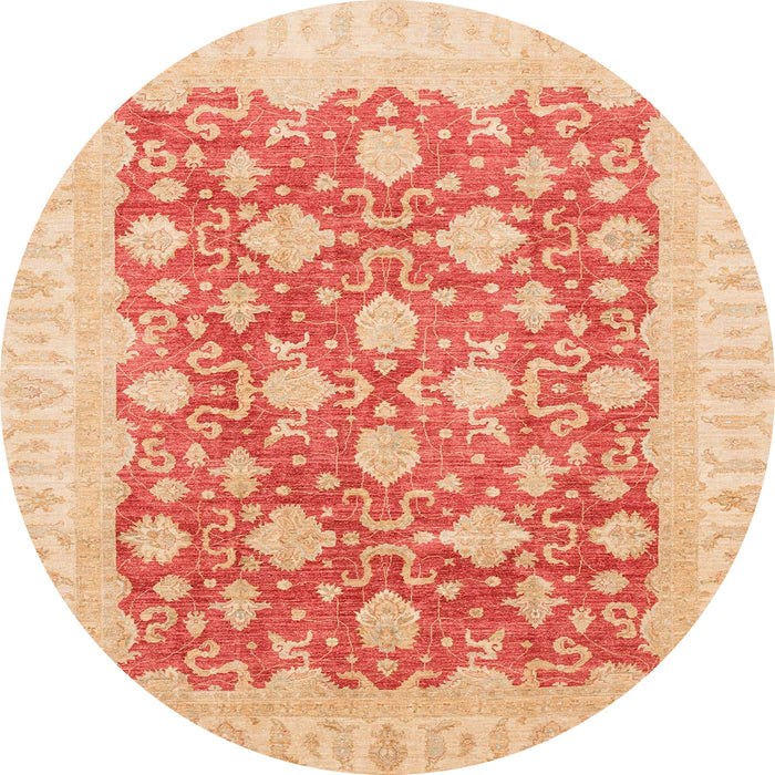 Round Machine Washable Abstract Bright Orange Rug, wshabs4039