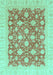 Machine Washable Oriental Turquoise Modern Area Rugs, wshabs4039turq