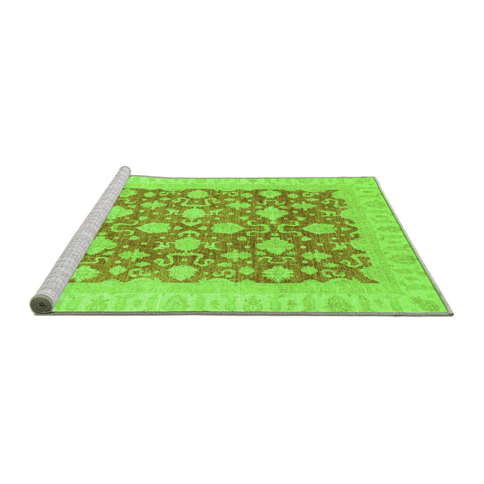 Sideview of Machine Washable Oriental Green Modern Area Rugs, wshabs4039grn
