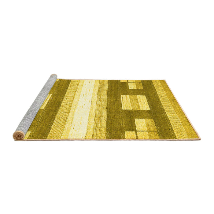 Sideview of Machine Washable Abstract Yellow Modern Rug, wshabs403yw