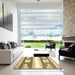 Square Abstract Mustard Yellow Modern Rug in a Living Room, abs403