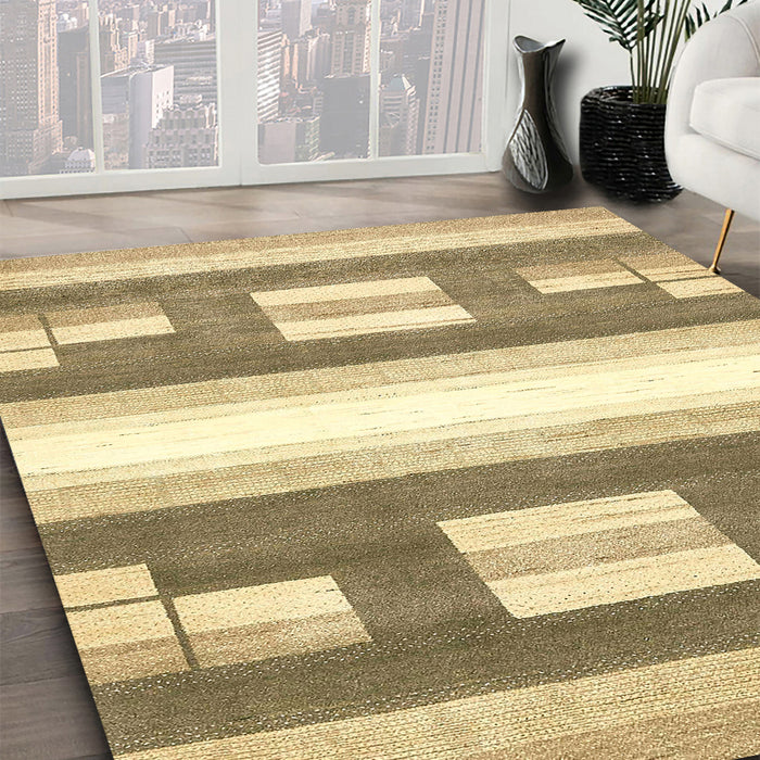 Machine Washable Abstract Mustard Yellow Rug in a Family Room, wshabs403
