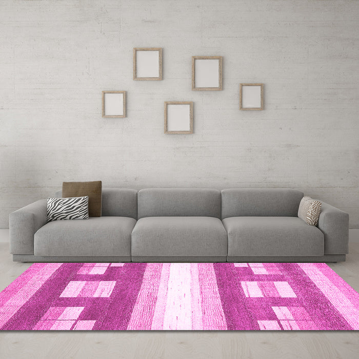 Machine Washable Abstract Pink Modern Rug in a Living Room, wshabs403pnk