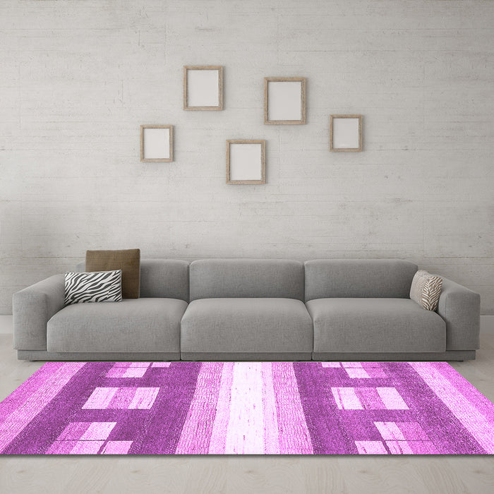 Machine Washable Abstract Purple Modern Area Rugs in a Living Room, wshabs403pur