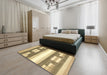 Abstract Mustard Yellow Modern Rug in a Bedroom, abs403