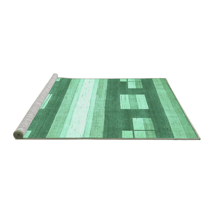 Sideview of Machine Washable Abstract Turquoise Modern Area Rugs, wshabs403turq