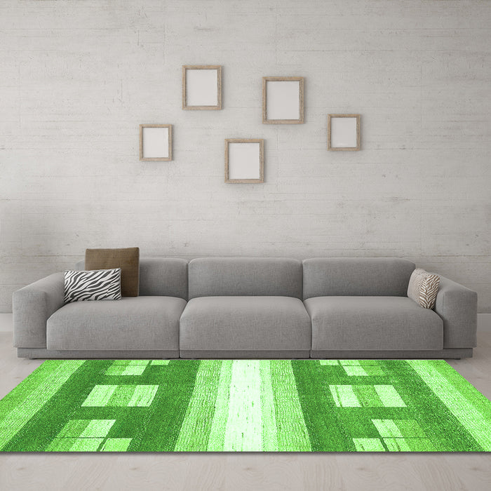 Machine Washable Abstract Green Modern Area Rugs in a Living Room,, wshabs403grn