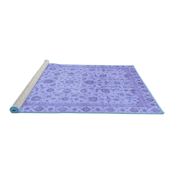 Sideview of Machine Washable Oriental Blue Modern Rug, wshabs4040blu