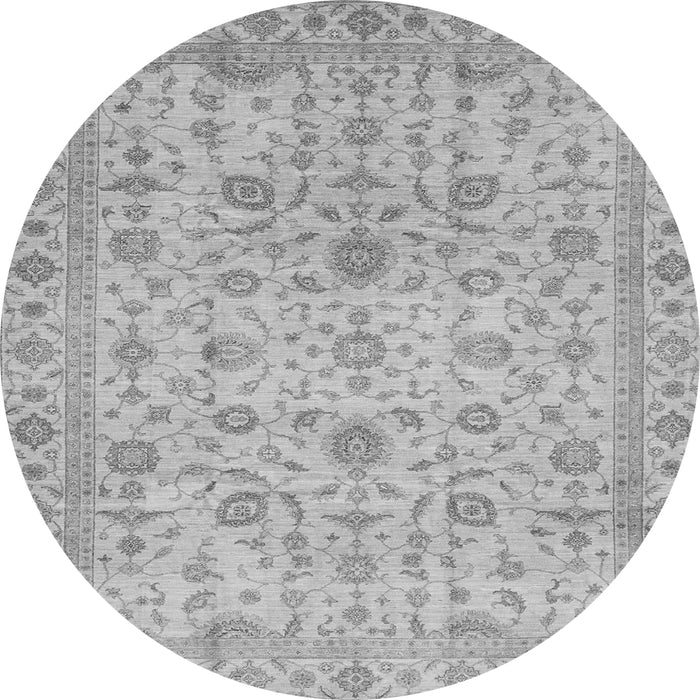 Round Machine Washable Oriental Gray Modern Rug, wshabs4040gry
