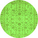 Round Oriental Green Modern Rug, abs4040grn