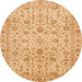 Round Abstract Orange Oriental Rug, abs4040