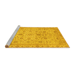 Sideview of Machine Washable Oriental Yellow Modern Rug, wshabs4040yw