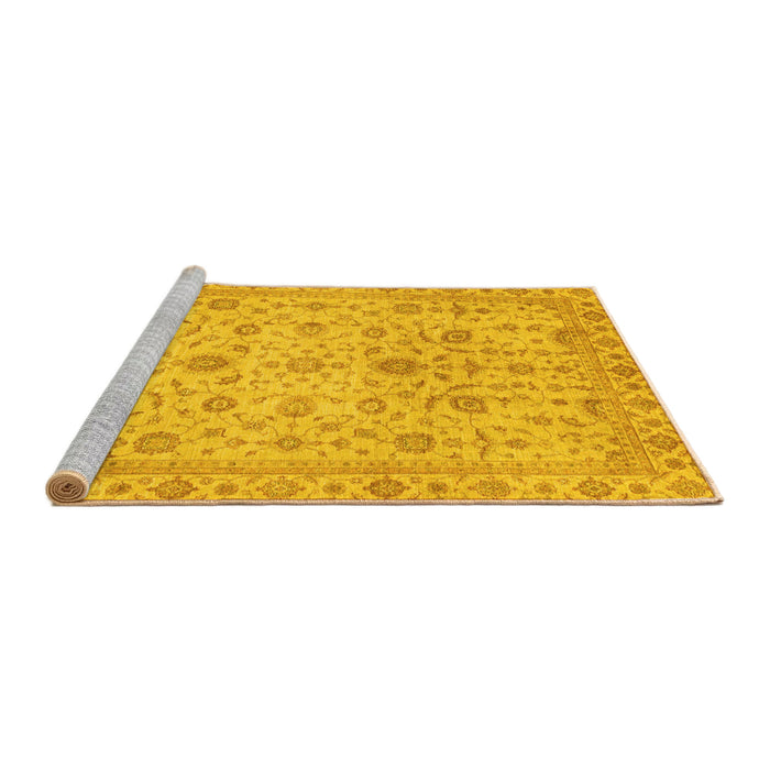 Sideview of Machine Washable Oriental Yellow Modern Rug, wshabs4040yw