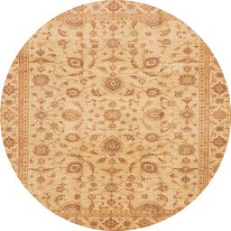Round Machine Washable Abstract Orange Rug, wshabs4040